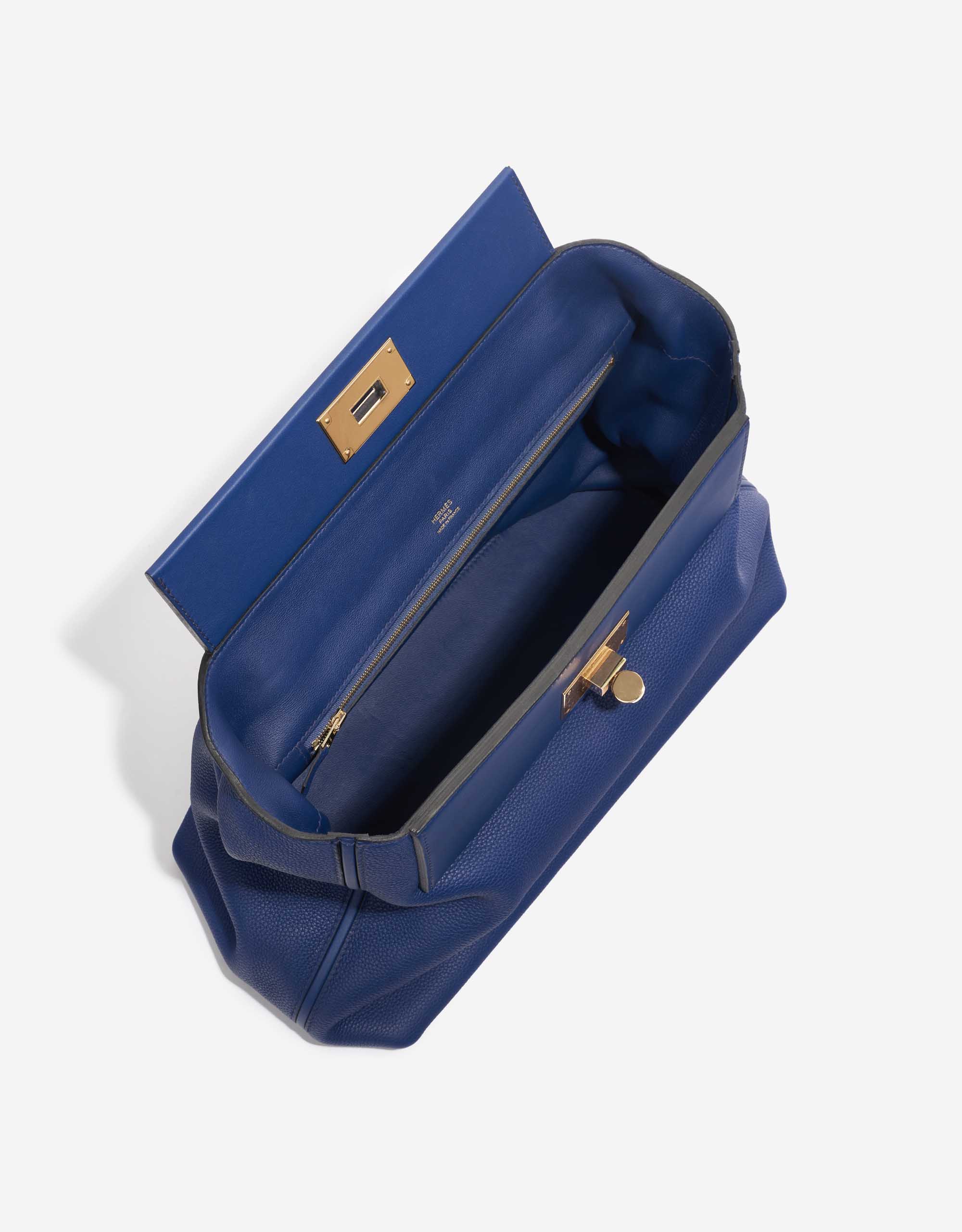 Pre-owned Hermès bag 24/24 35 Clemence / Swift Deep Blue Blue Inside | Sell your designer bag on Saclab.com