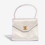 Pre-owned Chanel bag Timeless Handle Small Satin White White Front | Sell your designer bag on Saclab.com