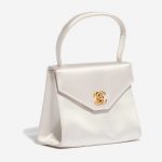 Pre-owned Chanel bag Timeless Handle Small Satin White White Side Front | Sell your designer bag on Saclab.com