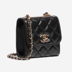 Pre-owned Chanel bag Clutch with Chain Lamb Black Black Side Front | Sell your designer bag on Saclab.com