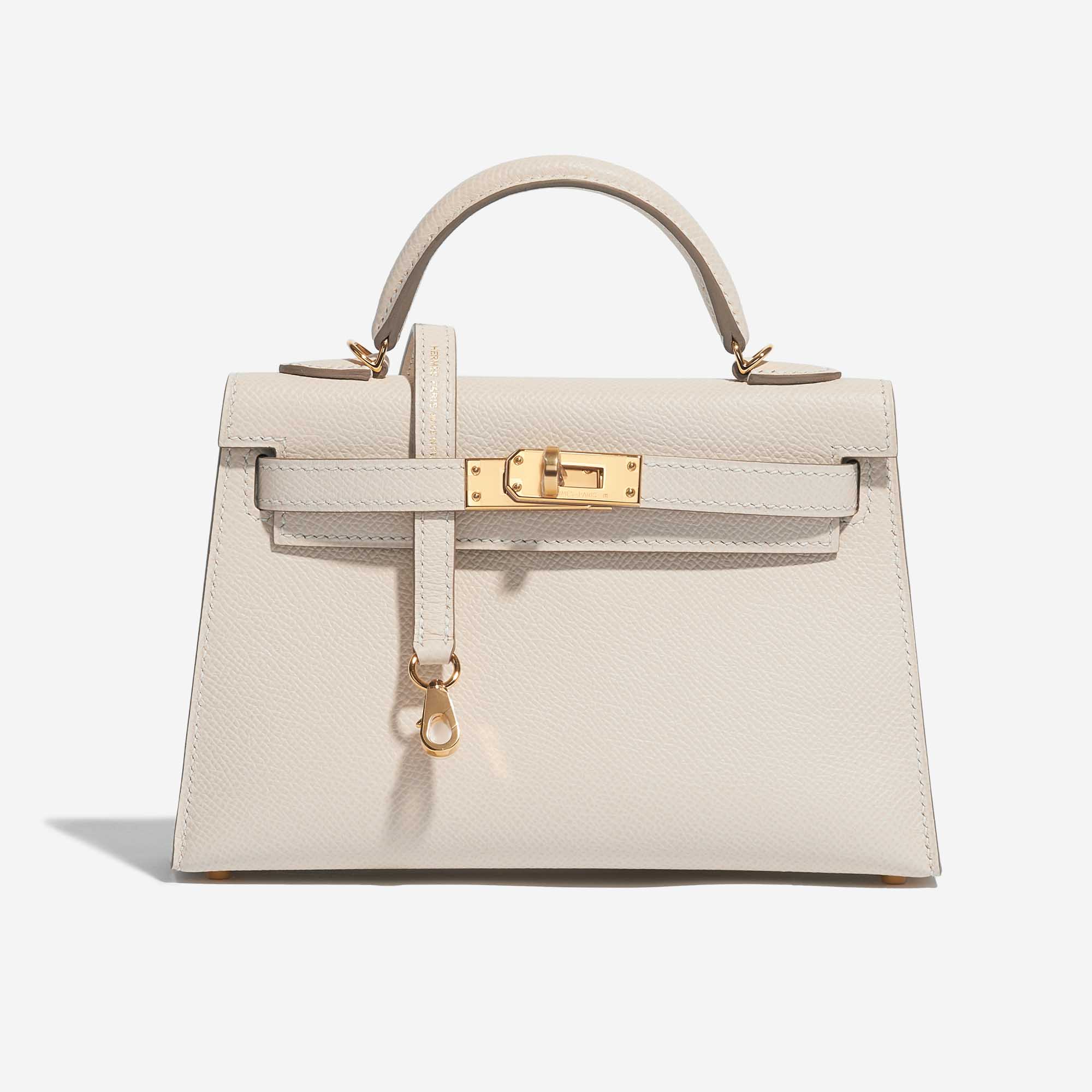Pre-owned Hermès Tasche Kelly Mini Epsom Craie White Front | Verkaufen Sie Ihre Designer-Tasche auf Saclab.com