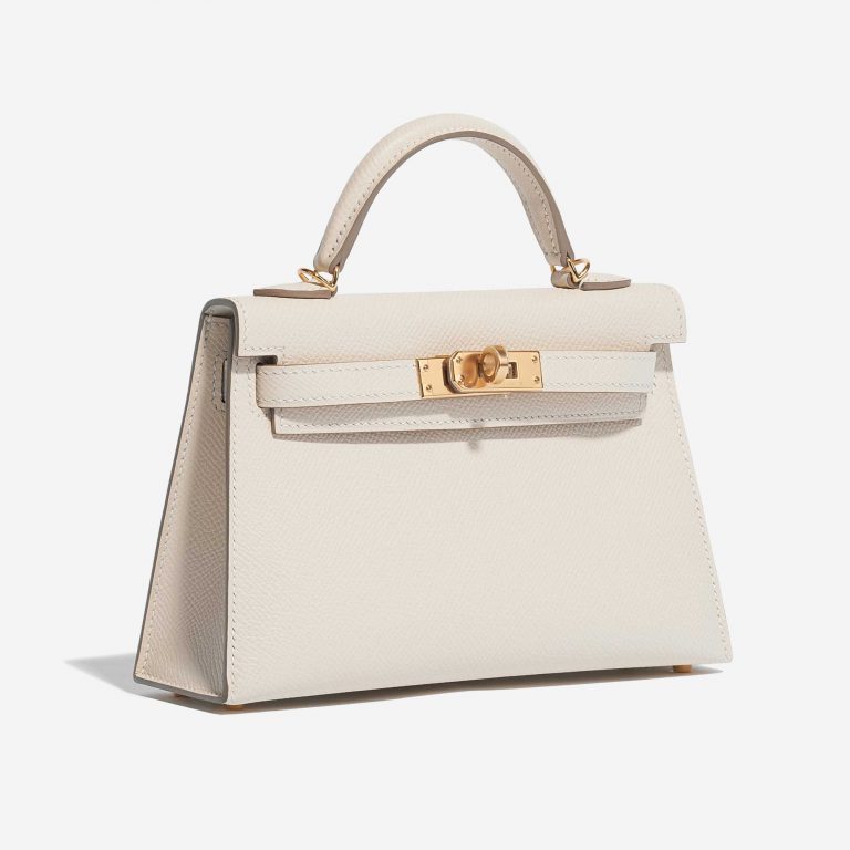 Pre-owned Hermès bag Kelly Mini Epsom Craie White Side Front | Sell your designer bag on Saclab.com