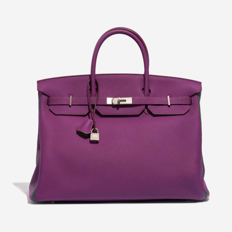 Pre-owned Hermès bag Birkin 40 HSS Togo Anemone / Bamboo Green, Violet Front | Sell your designer bag on Saclab.com