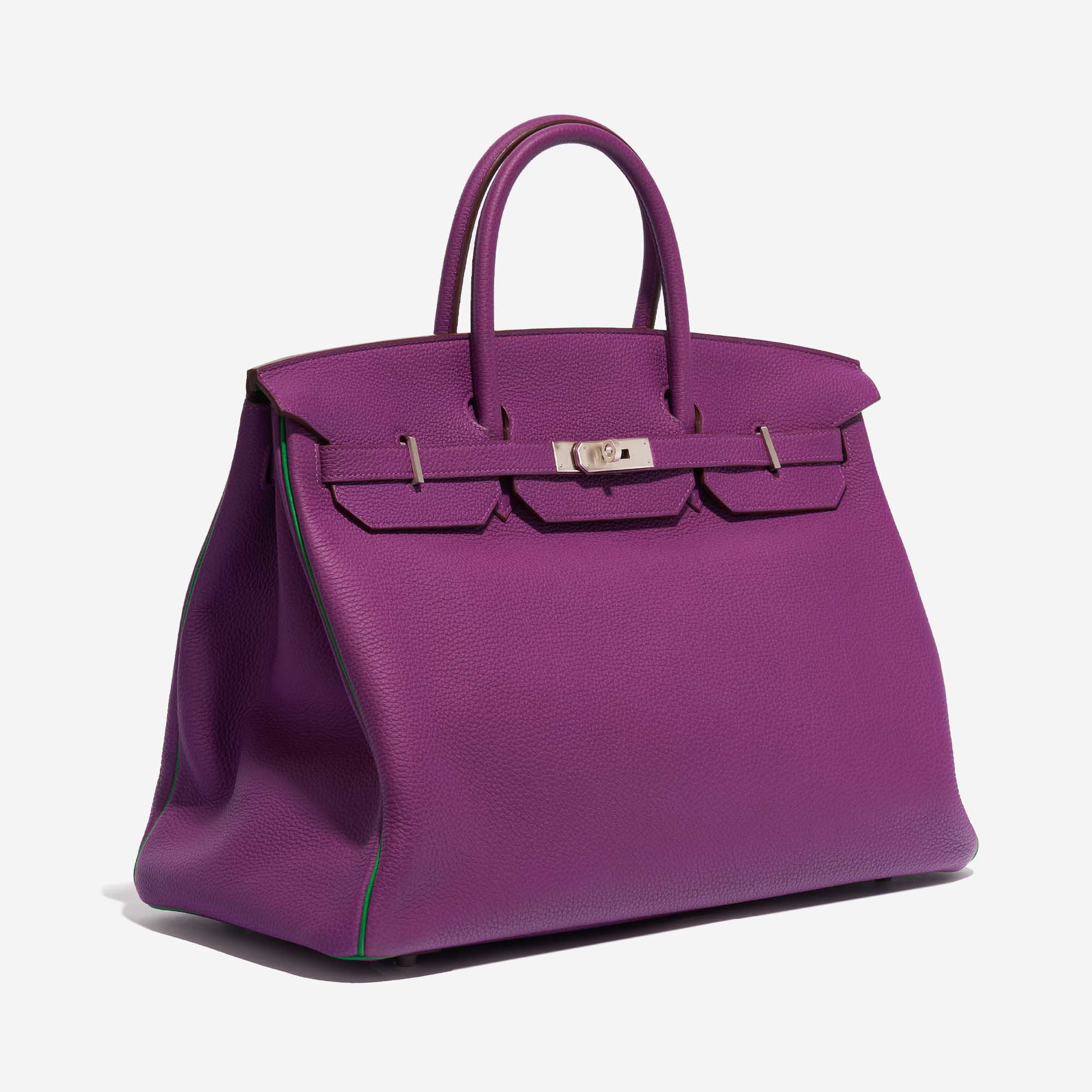 Pre-owned Hermès bag Birkin 40 HSS Togo Anemone / Bamboo Green, Violet Side Front | Sell your designer bag on Saclab.com