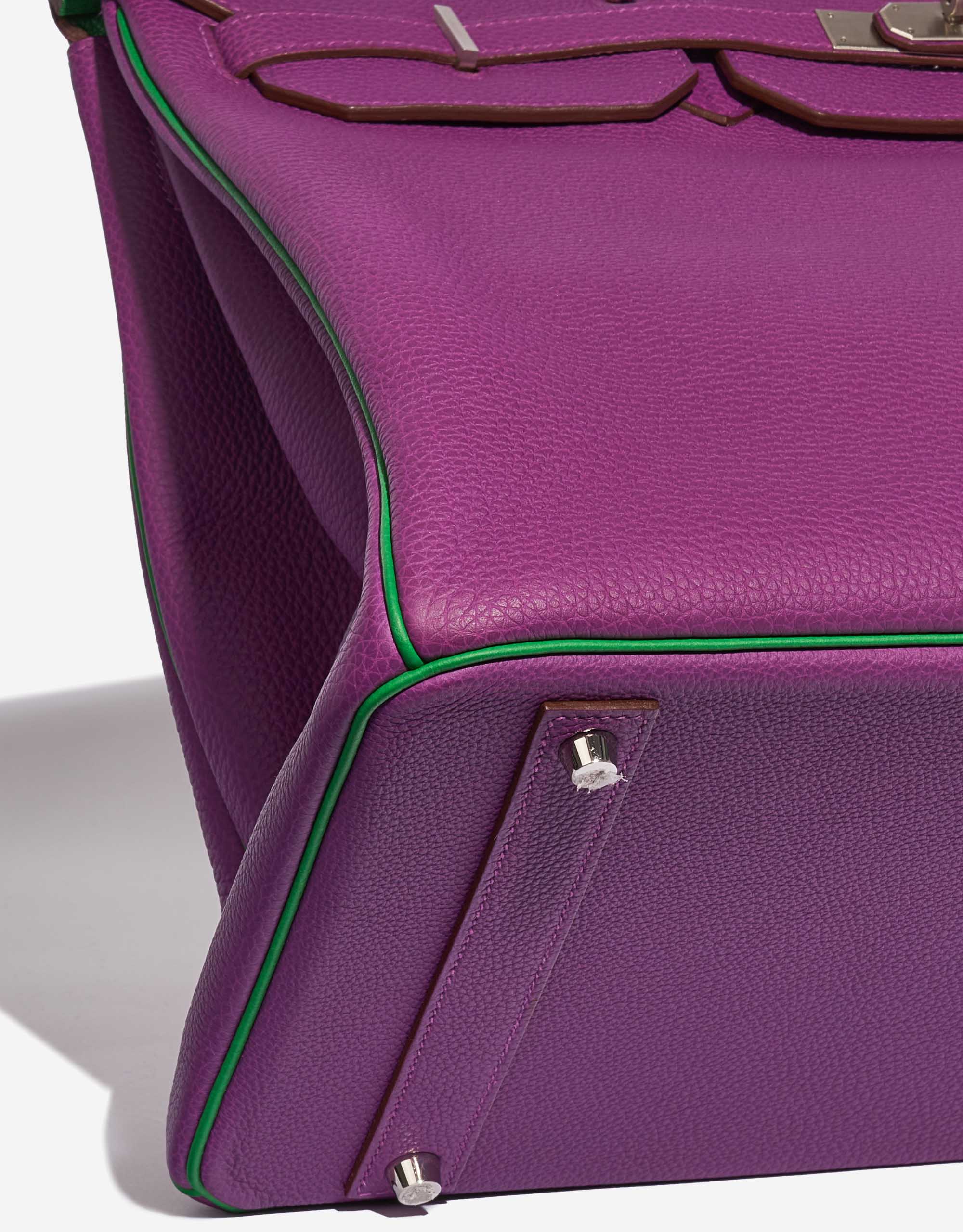 Pre-owned Hermès bag Birkin 40 HSS Togo Anemone / Bamboo Green, Violet Detail | Sell your designer bag on Saclab.com