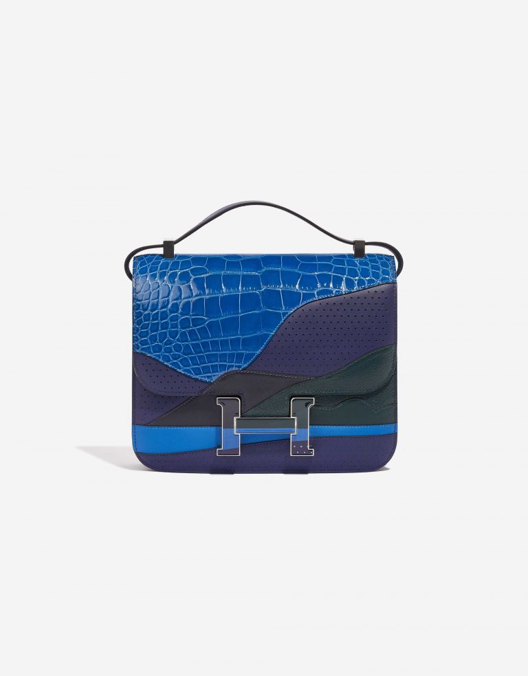 Pre-owned Hermès bag Constance 24 Endless Road Swift / Alligator / Lizard Blue Encre / Blue Zellige / Vert Cypress / Blue Nuit Blue Front | Sell your designer bag on Saclab.com