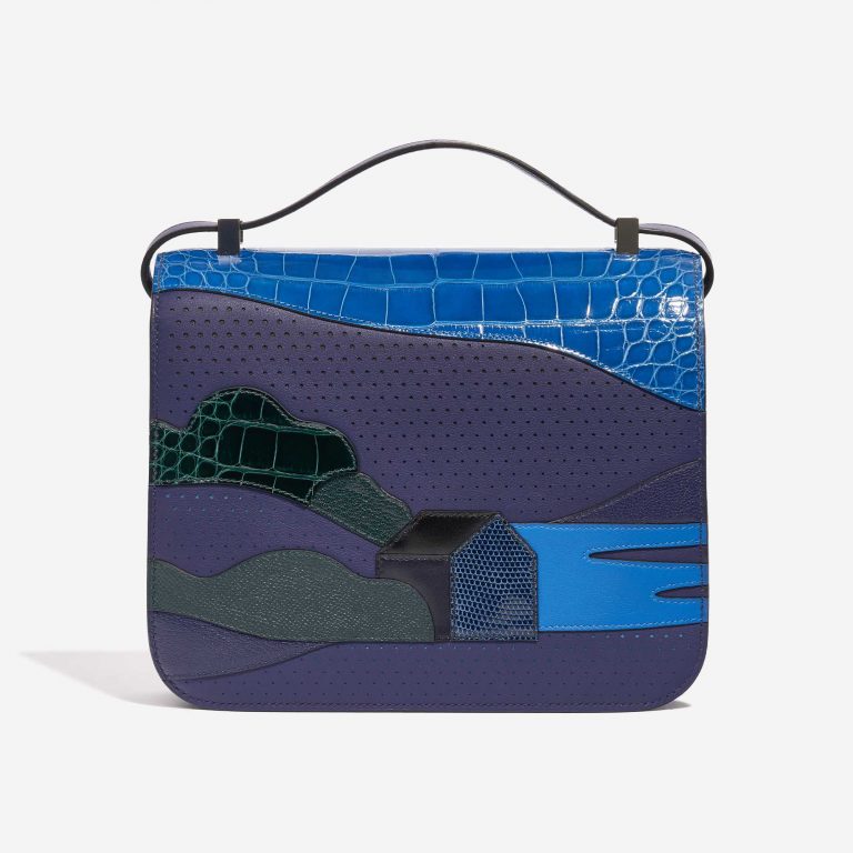 Sac Hermès d'occasion Constance 24 Endless Road Swift / Alligator / lézard Blue Encre / Blue Zellige / Vert Cypress / Blue Nuit Blue, Multicolour Back | Vendez votre sac de créateur sur Saclab.com