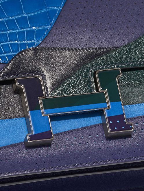 Pre-owned Hermès bag Constance 24 Endless Road Swift / Alligator / Lizard Blue Encre / Blue Zellige / Vert Cypress / Blue Nuit Blue, Multicolour Closing System | Sell your designer bag on Saclab.com