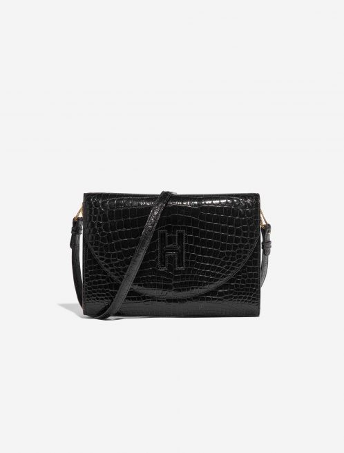 Pre-owned Hermès bag Clutch Medium Porosus Crocodile Black Black Front | Sell your designer bag on Saclab.com