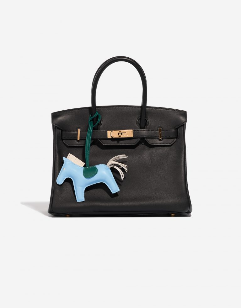 Pre-owned Hermès bag Rodeo MM Milo Lamb Bleu Céleste / Beton / Malachite Beige Front | Sell your designer bag on Saclab.com