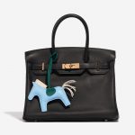 Pre-owned Hermès bag Rodeo MM Milo Lamb Bleu Céleste / Beton / Malachite Beige, Blue, Green Front | Sell your designer bag on Saclab.com