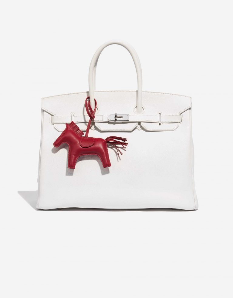 Pre-owned Hermès bag Rodeo MM Milo Lamb Rubis Red Front | Sell your designer bag on Saclab.com