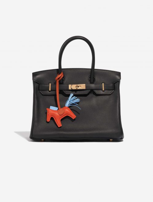 Gebrauchte Hermès Tasche Rodeo PM Milo Lammleder Rouge Casaque / Bleu Céleste / Fauve Blau, Orange, Rot Front | Verkaufen Sie Ihre Designer-Tasche auf Saclab.com