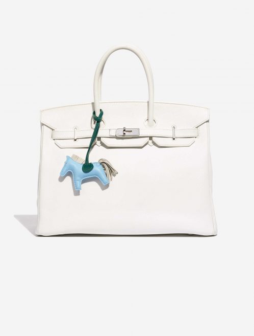 Pre-owned Hermès bag Rodeo PM Milo Lamb Bleu Céleste / Beton / Malachite Beige, Blue, Green Front | Sell your designer bag on Saclab.com