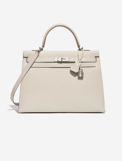 Pre-owned Hermès bag Kelly 35 Epsom Craie White Front | Sell your designer bag on Saclab.com