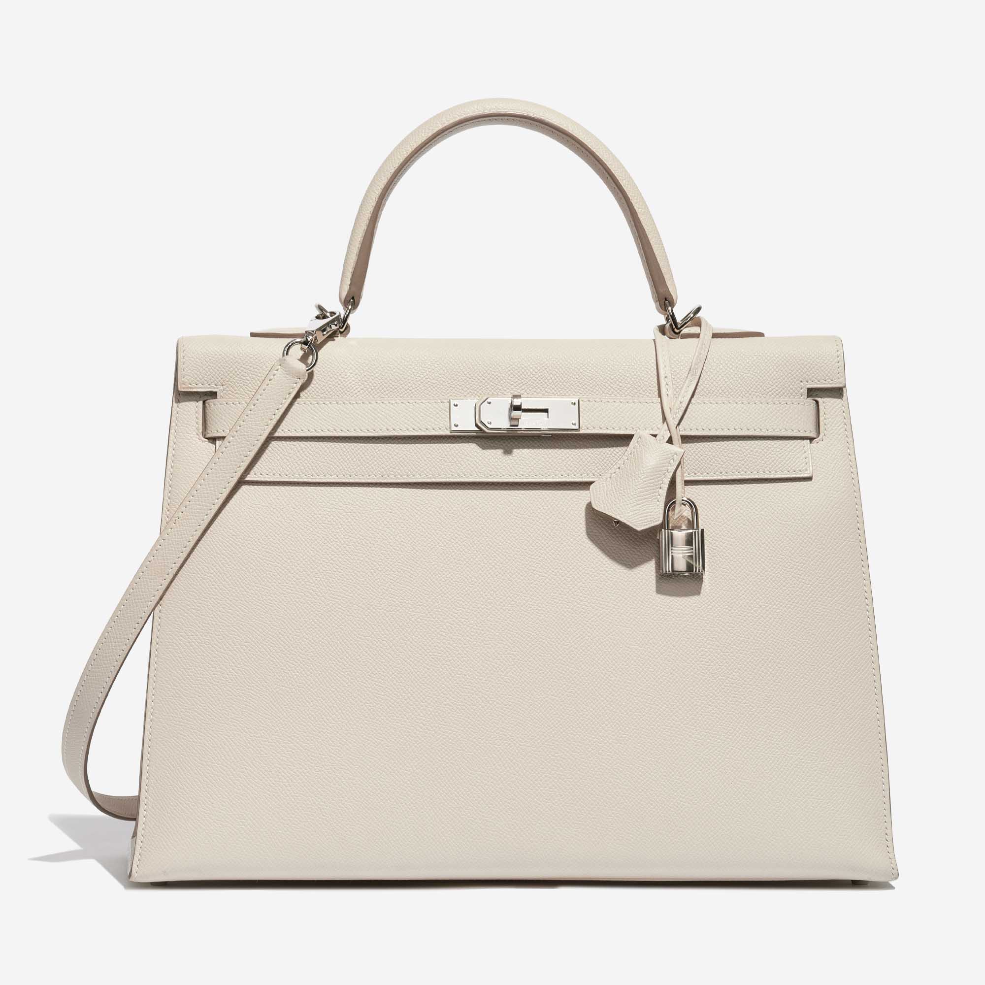 Pre-owned Hermès Tasche Kelly 35 Epsom Craie White Front | Verkaufen Sie Ihre Designer-Tasche auf Saclab.com