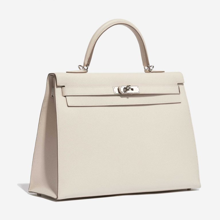 Pre-owned Hermès Tasche Kelly 35 Epsom Craie White Side Front | Verkaufen Sie Ihre Designer-Tasche auf Saclab.com