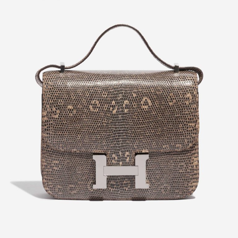 Pre-owned Hermès bag Constance 18 Salvator Lizard Desert Ombré Beige, Brown Front | Sell your designer bag on Saclab.com