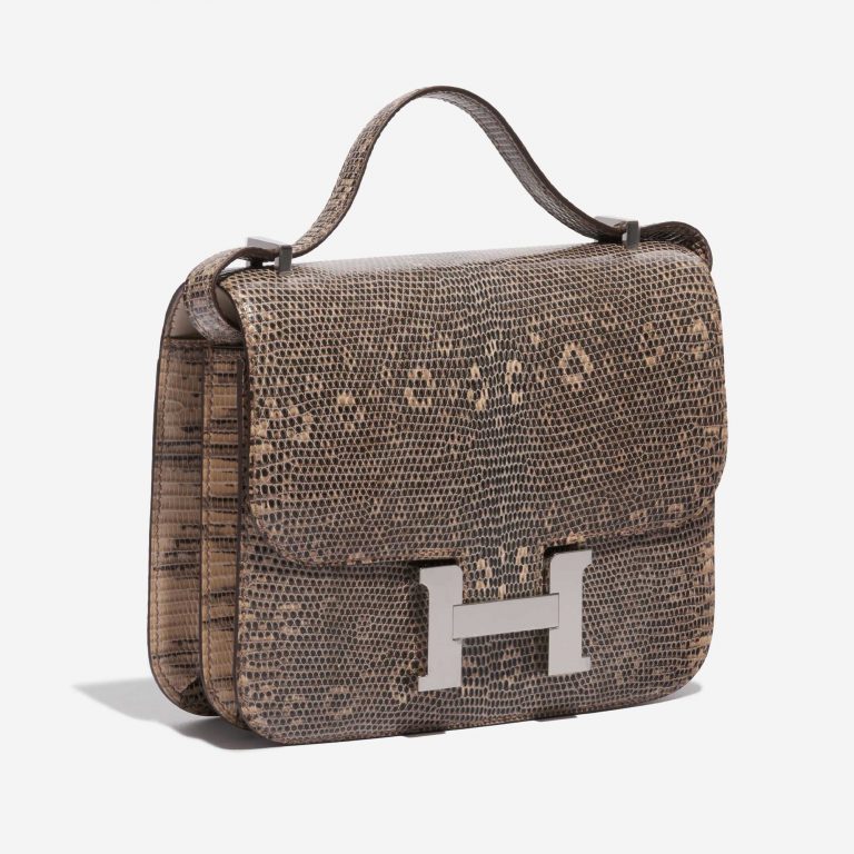 Pre-owned Hermès bag Constance 18 Salvator Lizard Desert Ombré Beige, Brown Side Front | Sell your designer bag on Saclab.com