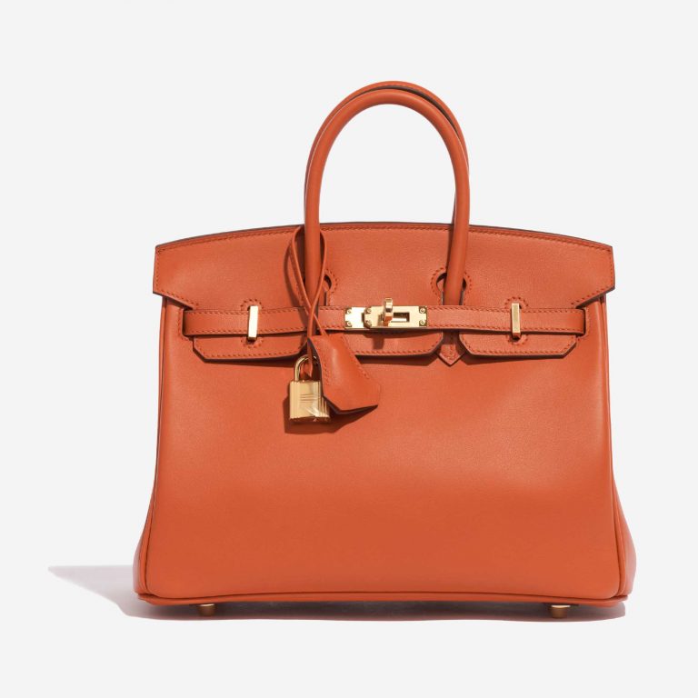 Pre-owned Hermès bag Birkin 25 Swift Terre Battue Brown, Orange, Red Front | Sell your designer bag on Saclab.com