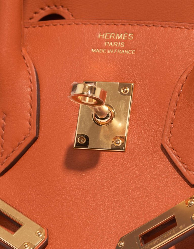 Pre-owned Hermès bag Birkin 25 Swift Terre Battue Brown, Orange, Red Logo | Sell your designer bag on Saclab.com