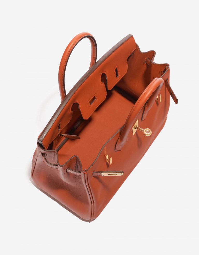 Pre-owned Hermès bag Birkin 25 Swift Terre Battue Brown, Orange, Red Inside | Sell your designer bag on Saclab.com