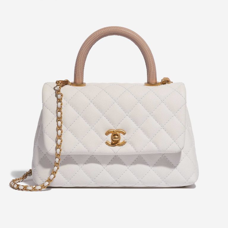 Pre-owned Chanel Tasche Top Handle Small Caviar-Leder Rose White Front | Verkaufen Sie Ihre Designer-Tasche auf Saclab.com