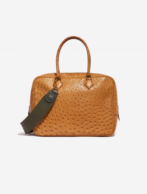 Pre-owned Hermès bag Plume Ostrich Cognac Brown Front | Sell your designer bag on Saclab.com