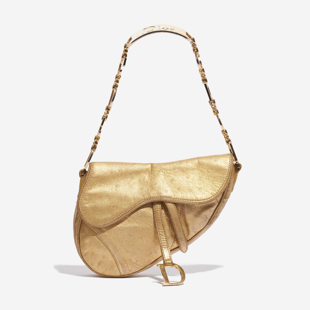 Dior Saddle Mini Ostrich Gold | SACLÀB