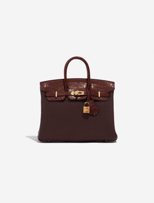 Pre-owned Hermès bag Birkin 25 Touch Matte Alligator / Togo Rouge Sellier / Bourgogne Brown, Violet Front | Sell your designer bag on Saclab.com