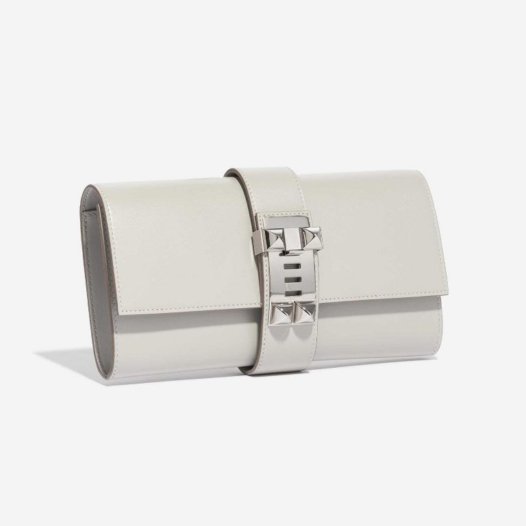 Pre-owned Hermès bag Medor Clutch Swift Gris Perle White Side Front | Sell your designer bag on Saclab.com