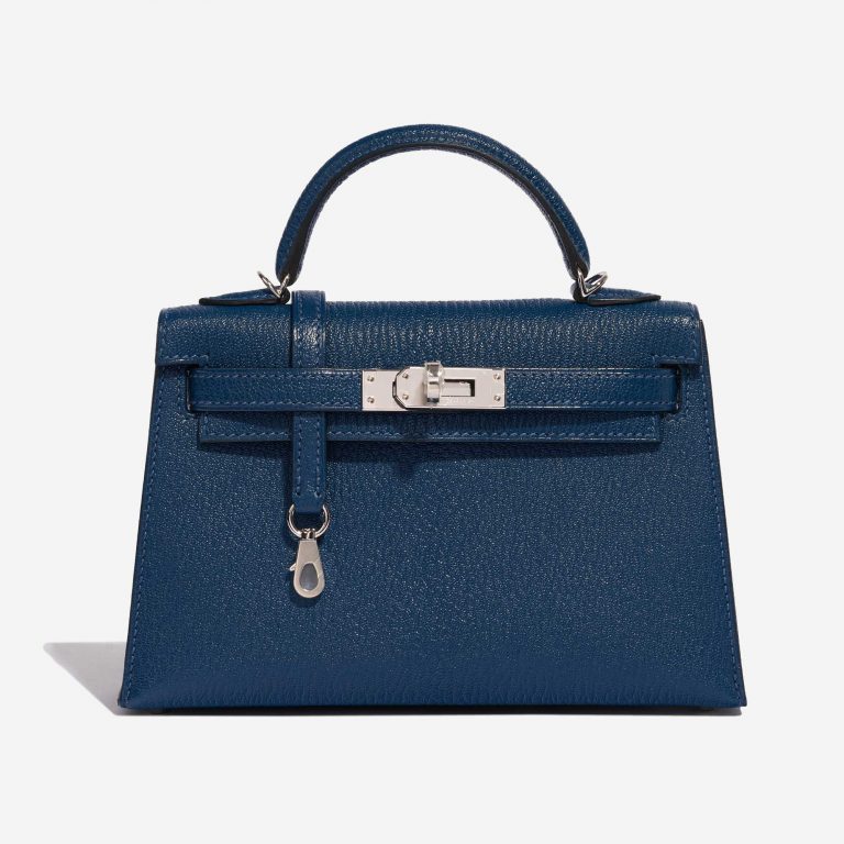 Pre-owned Hermès bag Kelly Mini Chèvre Mysore Deep Blue / Blue Izmir Blue | Sell your designer bag on Saclab.com