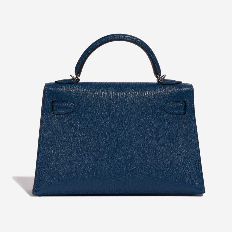 Pre-owned Hermès bag Kelly Mini Chèvre Mysore Deep Blue / Blue Izmir Blue | Sell your designer bag on Saclab.com