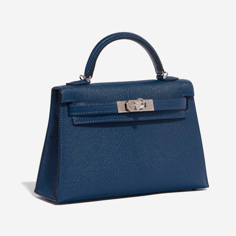 Pre-owned Hermès bag Kelly Mini Chèvre Mysore Deep Blue / Blue Izmir Blue | Sell your designer bag on Saclab.com