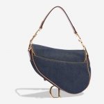 Pre-owned Dior bag Saddle Medium Leather Denim Blue Beige, Blue, Dark blue Back | Sell your designer bag on Saclab.com