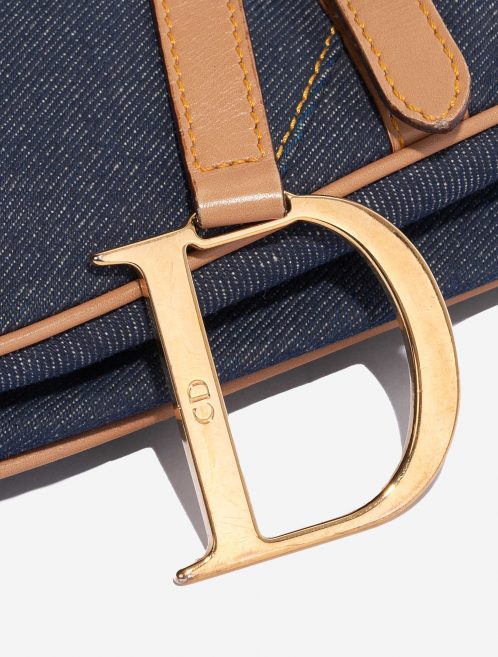 Pre-owned Dior bag Saddle Medium Leather Denim Blue Blue Closing System | Sell your designer bag on Saclab.com