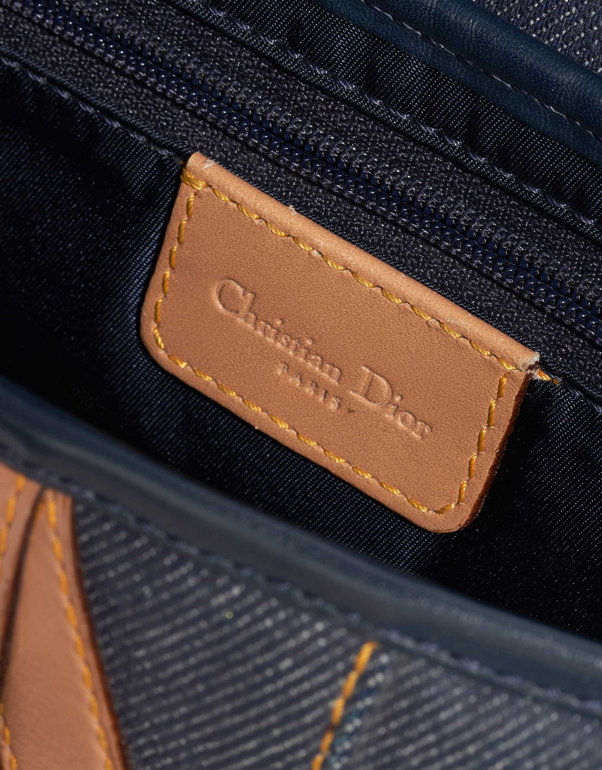 Pre-owned Dior bag Saddle Medium Leather Denim Blue Blue Logo | Sell your designer bag on Saclab.com