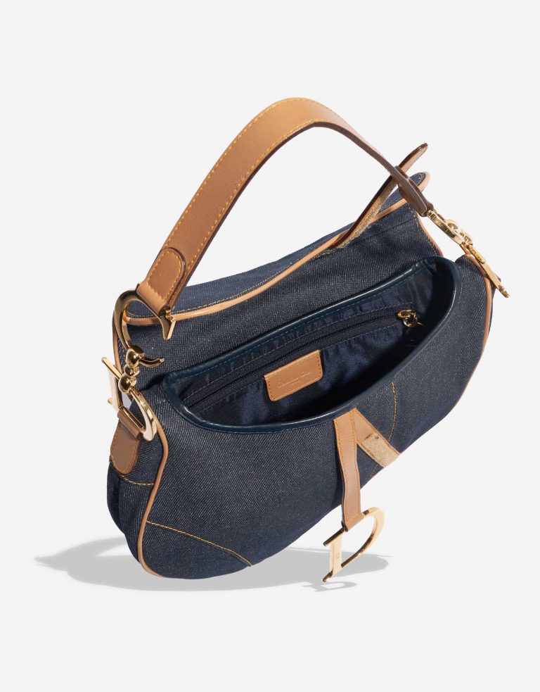 Pre-owned Dior bag Saddle Medium Leather Denim Blue Blue Inside | Sell your designer bag on Saclab.com