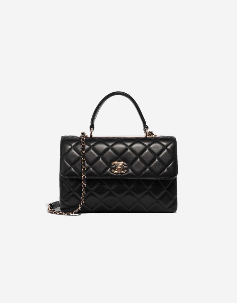 Pre-owned Chanel bag Timeless Handle Medium Calf Black Black Front | Sell your designer bag on Saclab.com