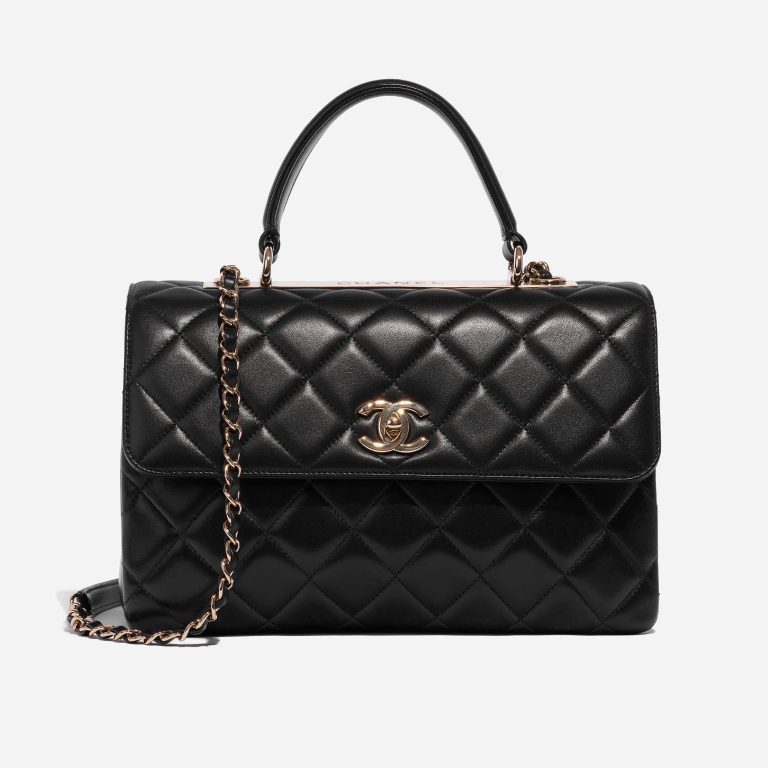 Pre-owned Chanel bag Timeless Handle Medium Calf Black Black Front | Sell your designer bag on Saclab.com