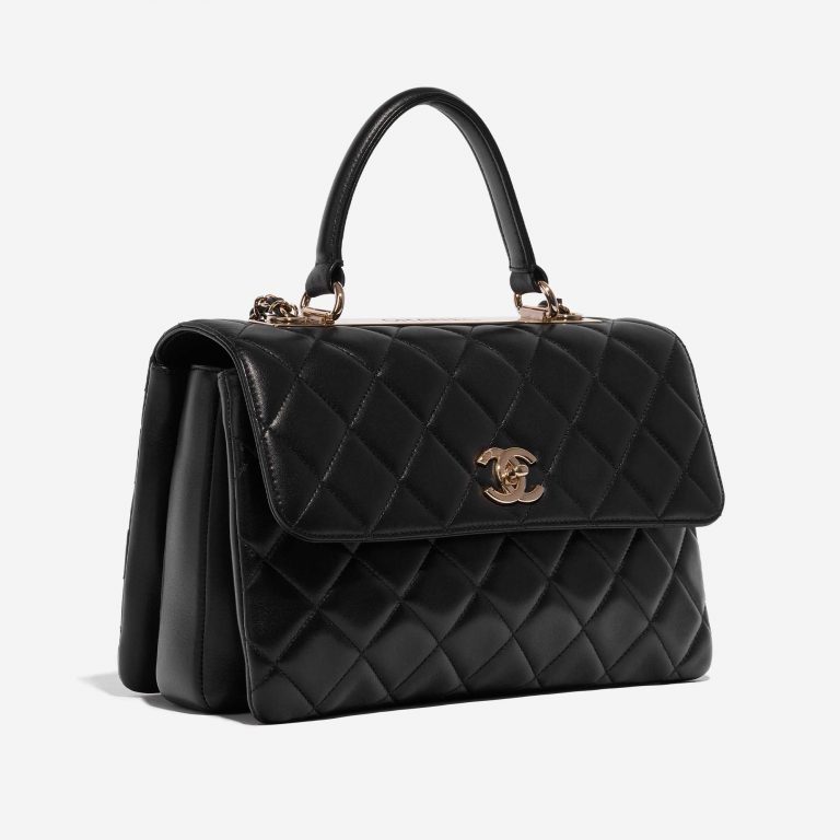 Pre-owned Chanel bag Timeless Handle Medium Calf Black Black Side Front | Sell your designer bag on Saclab.com