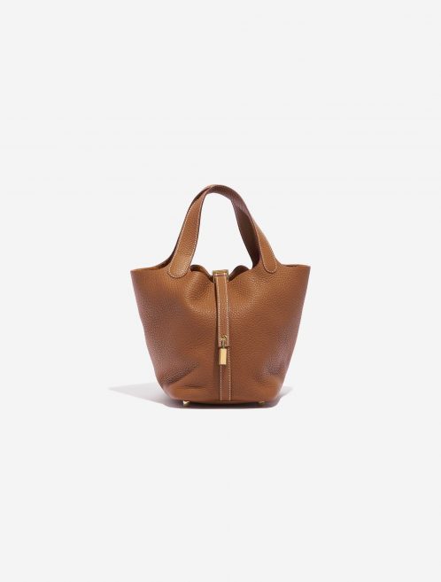 Pre-owned Hermès bag Picotin 18 Taurillon Clemence Gold Brown Front | Sell your designer bag on Saclab.com