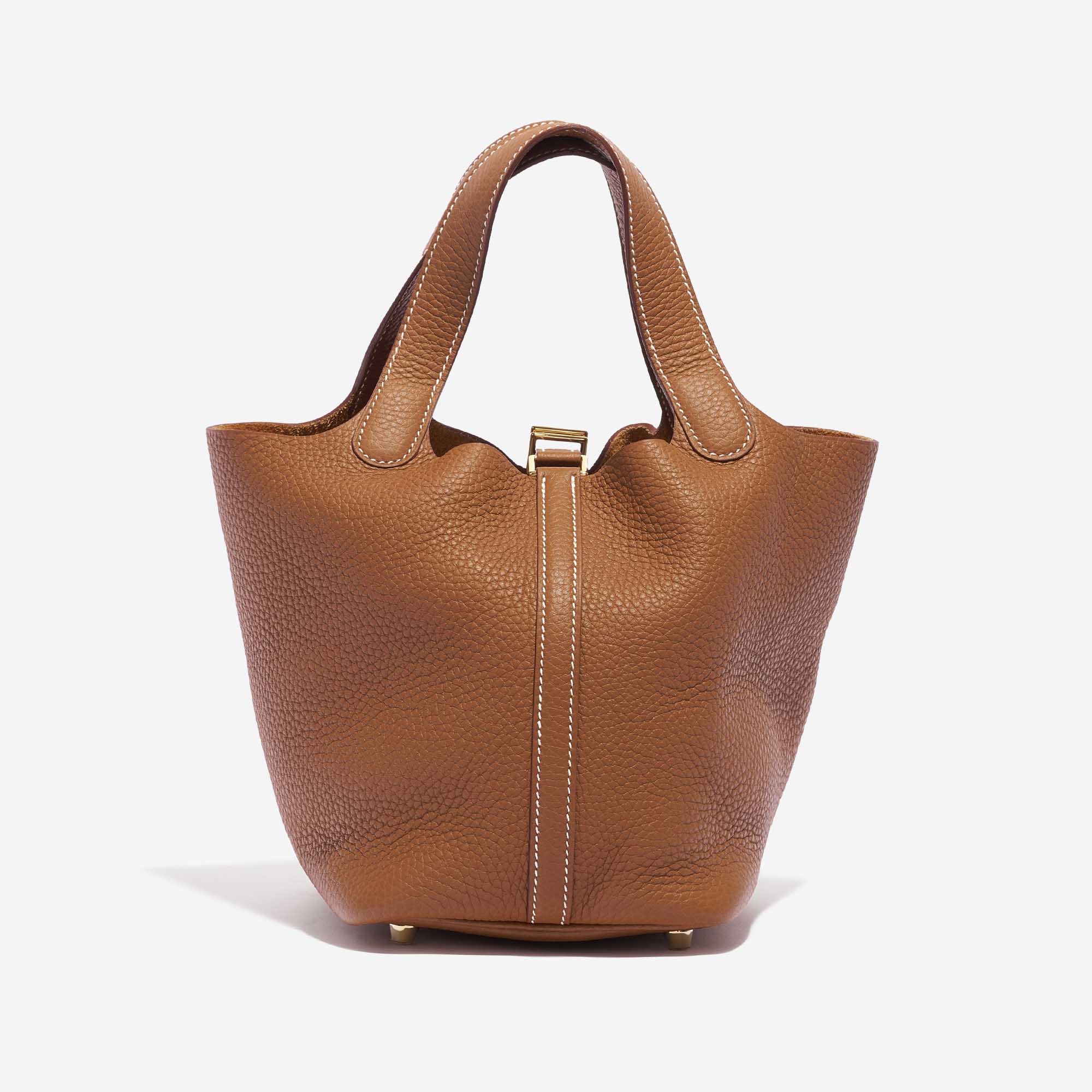 Pre-owned Hermès bag Picotin 18 Taurillon Clemence Gold Brown Back | Sell your designer bag on Saclab.com