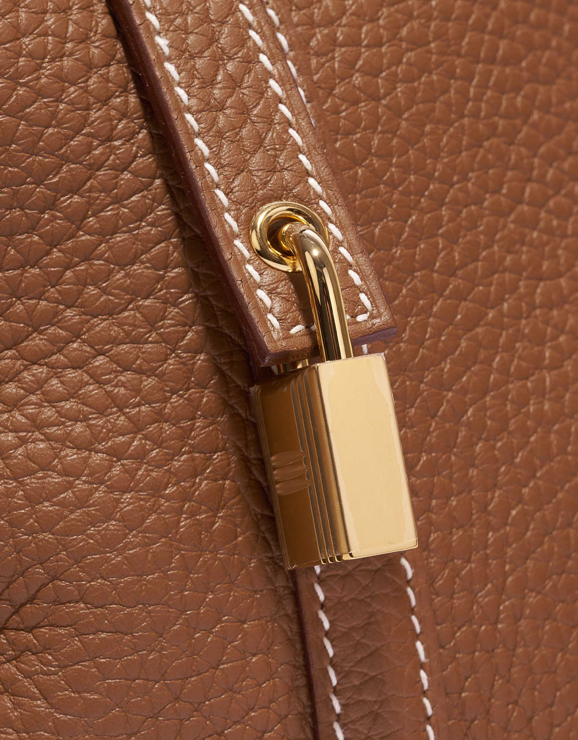 Gebrauchte Hermès Tasche Picotin 18 Taurillon Clemence Gold Braun Verschluss-System | Verkaufen Sie Ihre Designer-Tasche auf Saclab.com