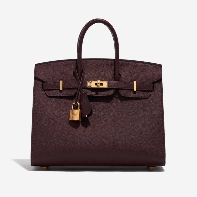 Pre-owned Hermès bag Birkin 25 Epsom Rouge Sellier Brown, Red Front | Sell your designer bag on Saclab.com