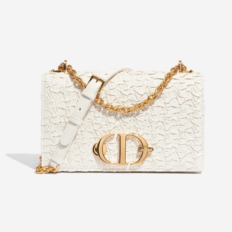 Pre-owned Dior bag 30 Montaigne Calf Ecru White Front | Sell your designer bag on Saclab.com