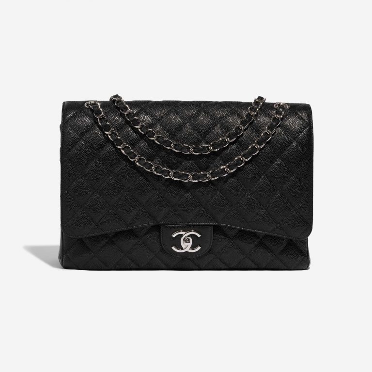 Pre-owned Chanel bag Timeless Maxi Caviar Black Black Front | Sell your designer bag on Saclab.com