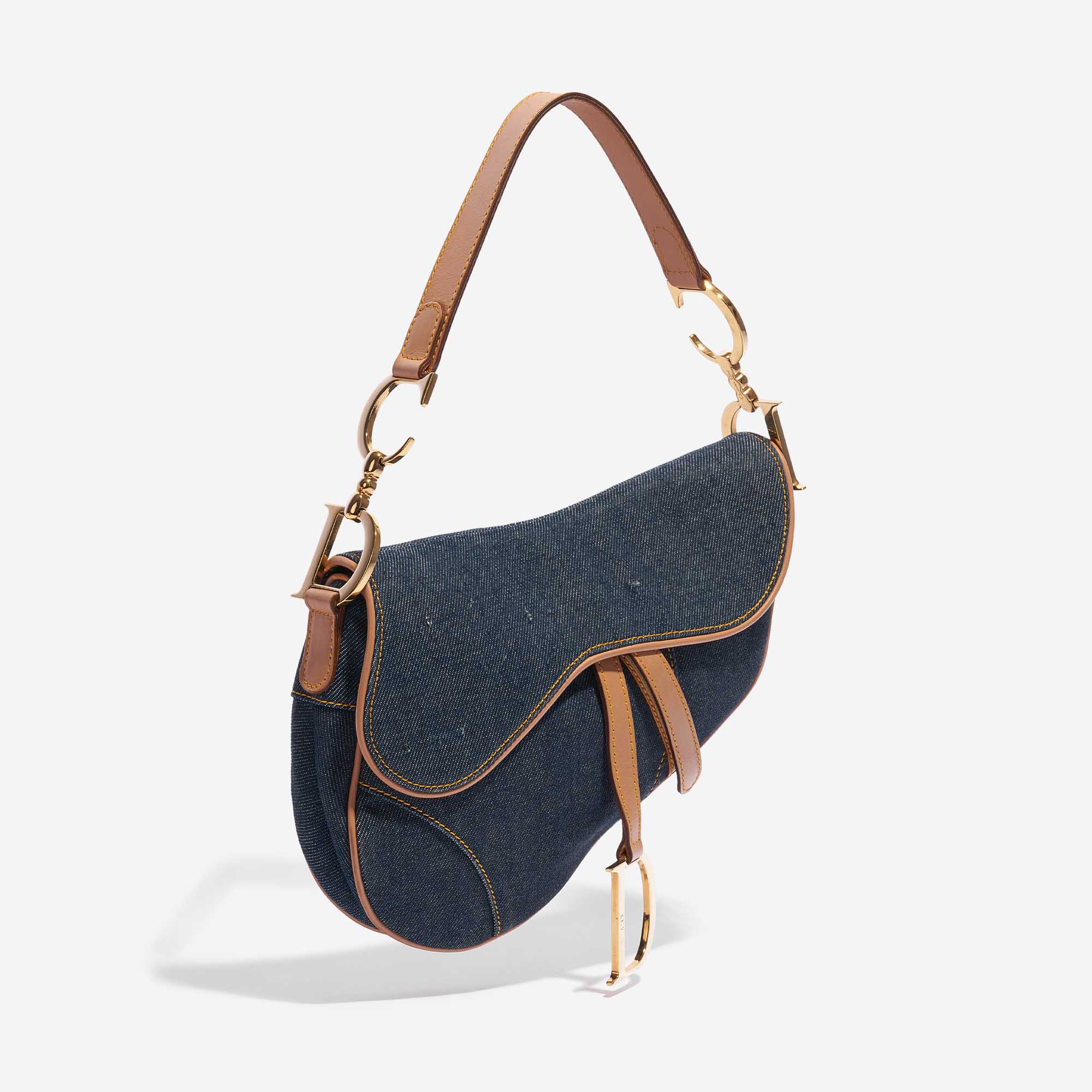 Pre-owned Dior bag Saddle Medium Denim Blue Blue Side Front | Sell your designer bag on Saclab.com