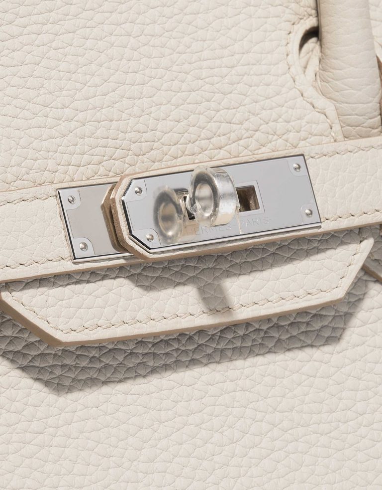 Pre-owned Hermès bag Birkin 30 Clemence Beton White Front | Sell your designer bag on Saclab.com
