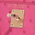 Pre-owned Hermès bag Kelly Mini HSS Ostrich Rose Fuchsia / Gold Pink, Rose Logo | Sell your designer bag on Saclab.com